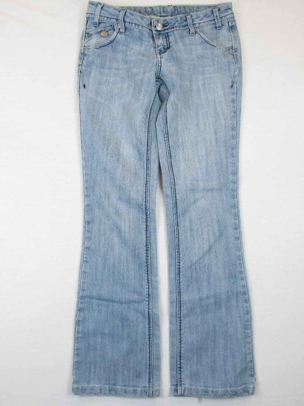 ZD Zanadi Jeans Y2K Juniors Size 7 Flap Pocket Low Rise Bootcut Light Wash